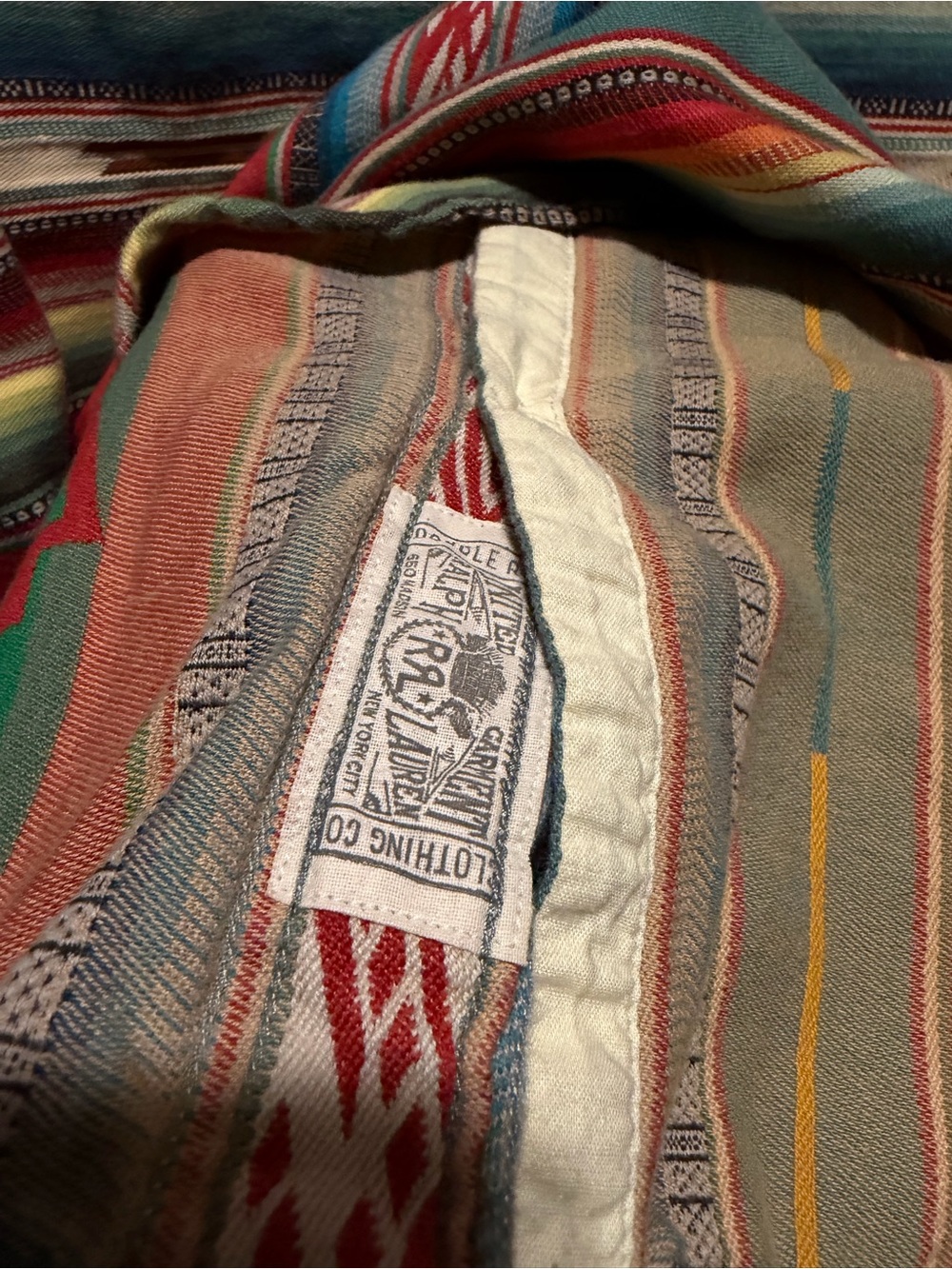 RRL Jacquard Workshirt Red Southwestern Size Large - Picture 9 of 11